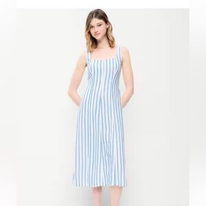 Old Navy Fit & Flare Sleeveless Linen-Blend Midi Dress size medium